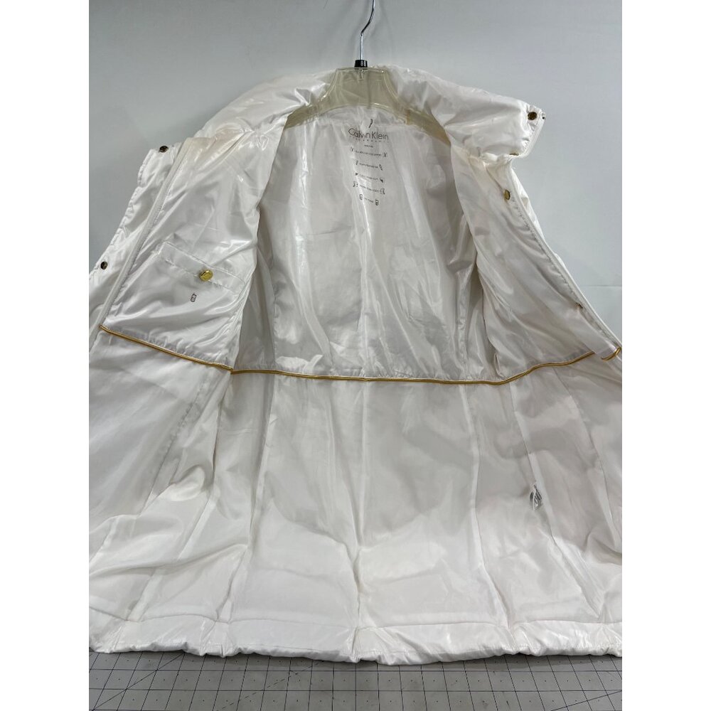 Calvin Klein White Puffer Jacket Down Fill Hidden Hood Women's Size M ~~minty~~ - Picture 6 of 16